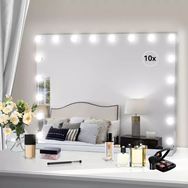 Hollywood Vanity Make Up Mirror with Lights 18-LED Tabletop Wall Metal 80x62cm