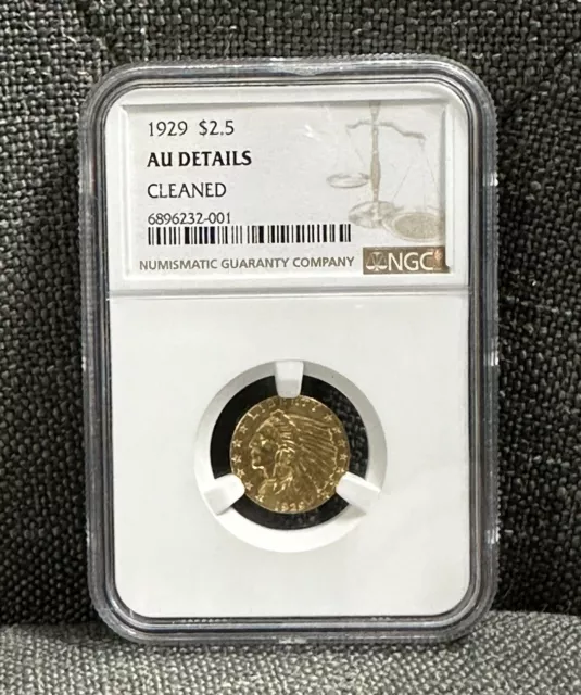 1929 $2.50 Indian Head Gold Quarter Eagle Ngc Au Details Coin