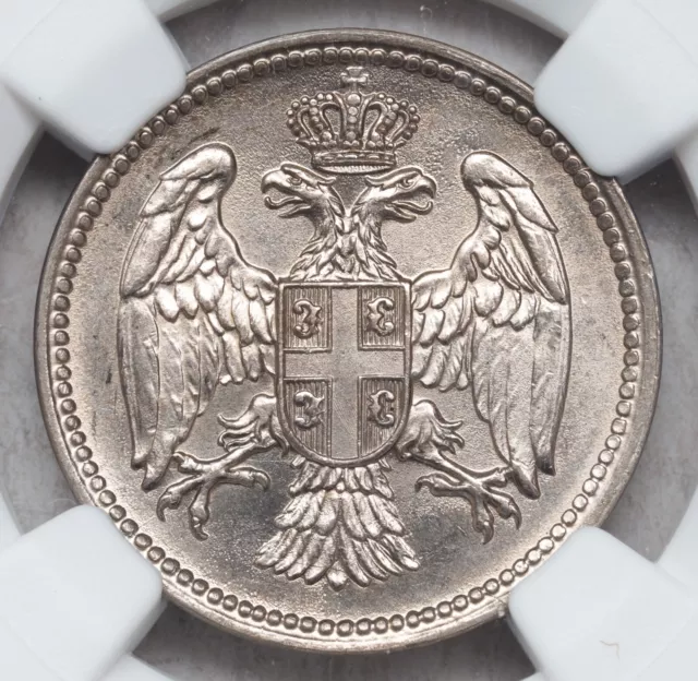 1917, Kingdom of Serbia, Peter I. Nice Copper-Nickel 20 Para Coin. NGC MS-64!