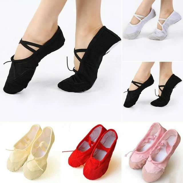 Pointed Dance Shoes Gymnastics Practice Pro 1 Pair Soft Canvas Latest New