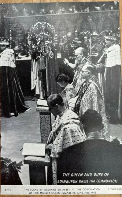 Queen Elizabeth & Duke Of Edinburgh Communion 1953 Tuck #Cht 3 Coronation Day Pc