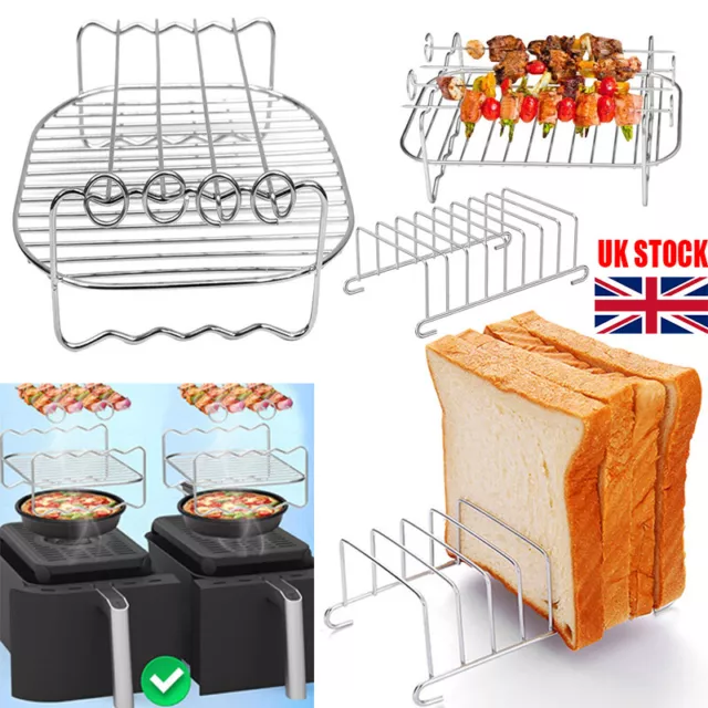 Stainless Steel Air Fryer Rack Double Basket Grill Sticks Toast StandAccessories