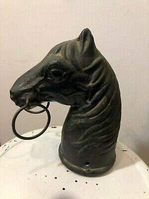 Old Vtg Collectible Cast Iron Double Ring Horse Hitch Post Topper Heavy 3