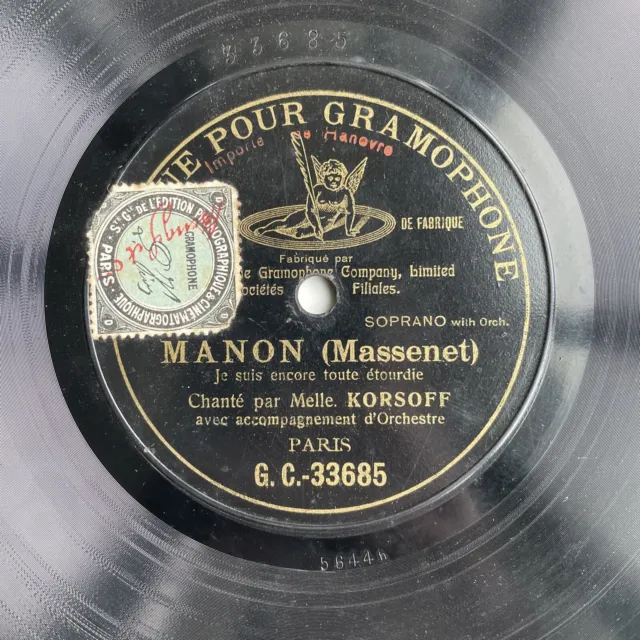 78 rpm Melle KORSOFF - Manon - MASSENET - GRAMOPHONE GC 33685 / 33686