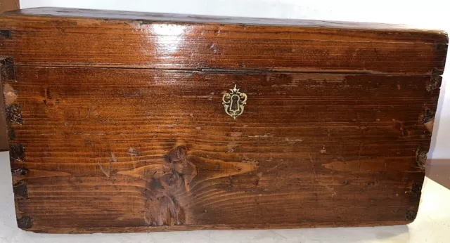 Antique Document Box Chest BOX Old DOVETAIL Construction
