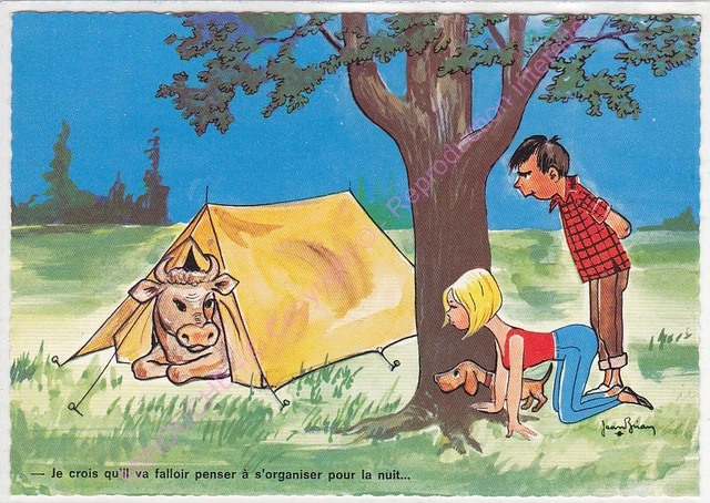 Cpsm Humor Illustrator Jean Brian Holiday Cow Tent Dog Campers EDT Cim