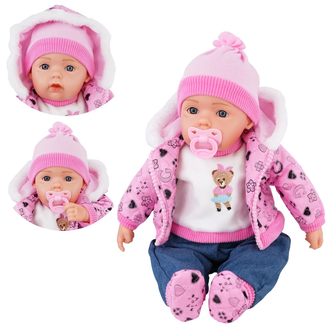 BiBi Doll “Pinky” Neon Pink - 20” Soft Bodied Baby Doll Toy with Sounds & Dummy