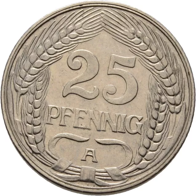 Impero tedesco 25 pfennig 1910 A Berlino 4 g originale #Z1195
