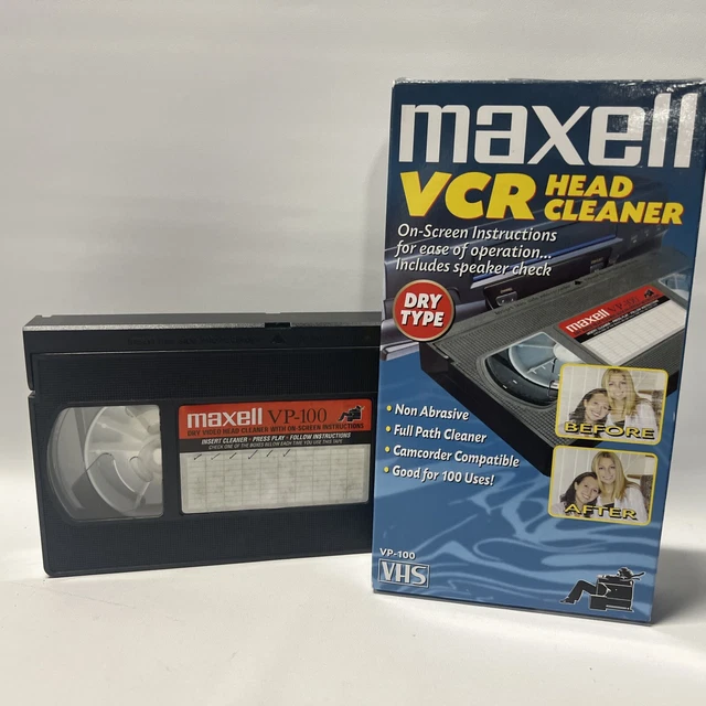 MAXELL VCR HEAD Cleaner VHS Tape VP100 Dry Type Head Cleaner W