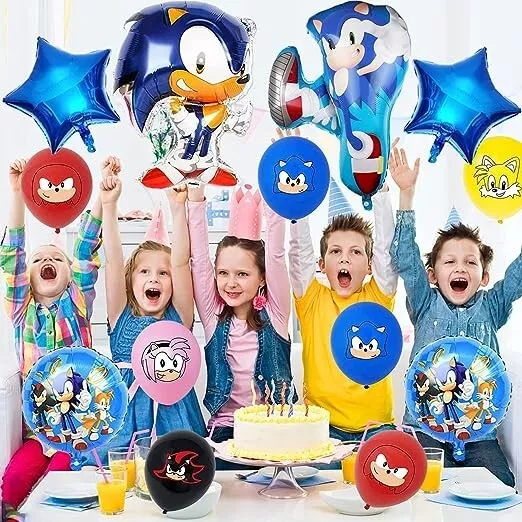 66Pz Sonic Decorazioni per Feste di Compleanno, Palloncini Sonic, Adesivi Sonic.