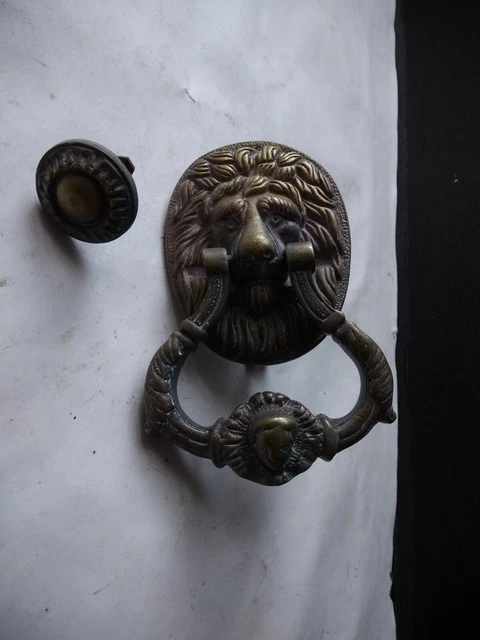 Heurtoir De Porte En Bronze Motif Tete De Lion