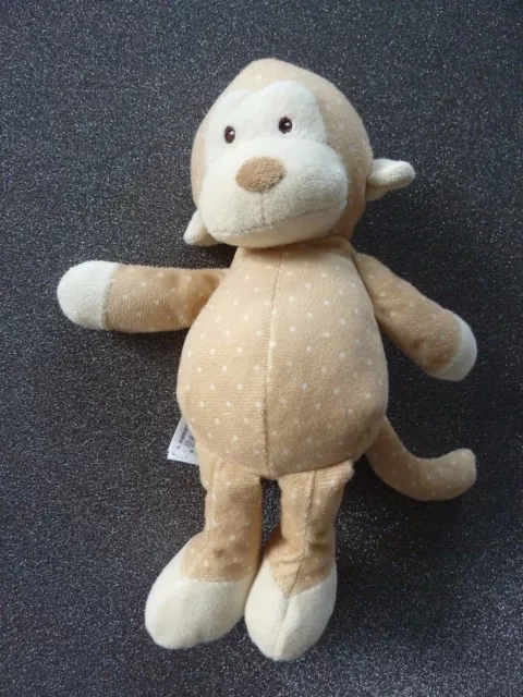 F6- DOUDOU PELUCHE SINGE MONKEY MATHERCARE BEIGE POIR BLANC GRELOT 22cm NEUF *