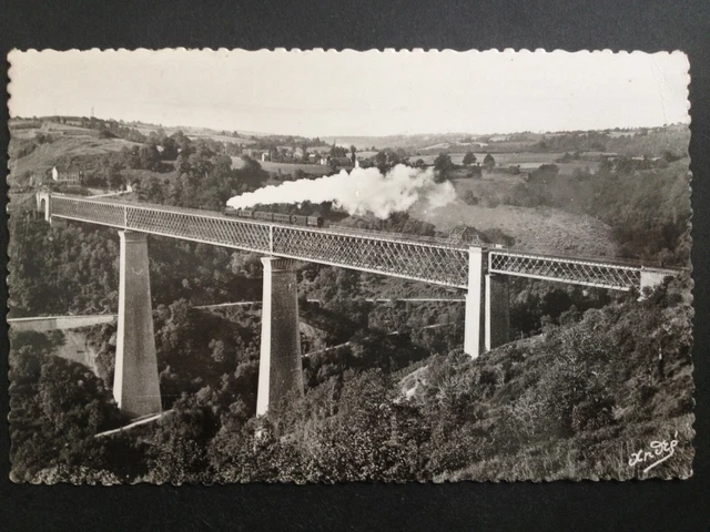 cpa 1954 Auvergne Le VIADUC des FADES Chemin de Fer steam train to Jean DUCLOS