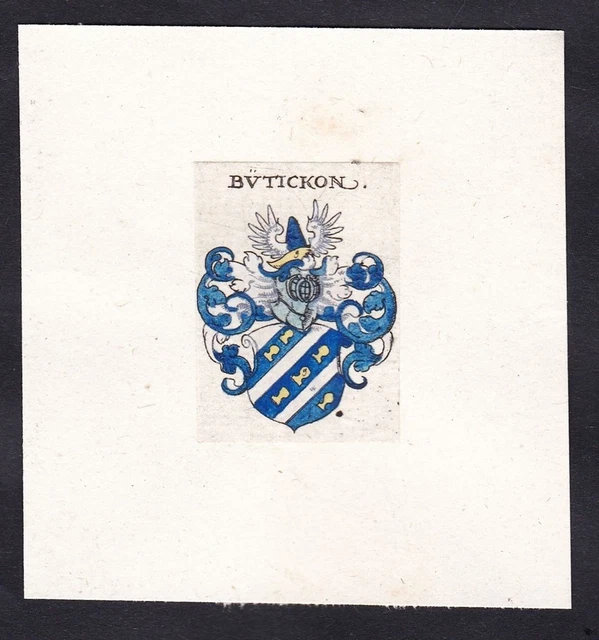 Büttikon Bütickon Escudo Abrigo De Arms Heráldica Grabado 17. Jh