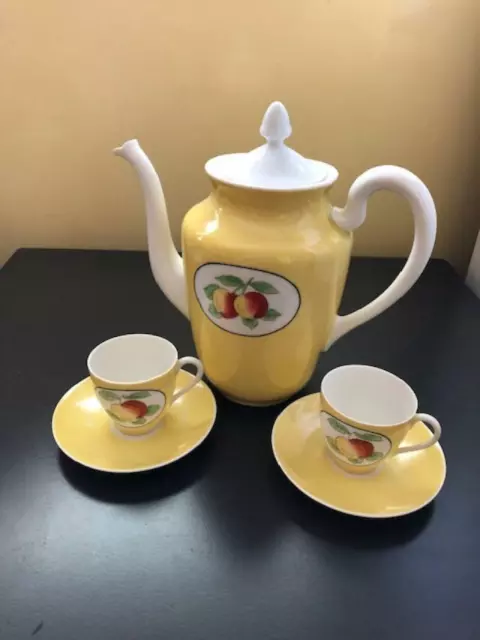 VERSEUSE (thé ou café) + 2 TASSES ET SOUS TASSES - Porcelaine de LIMOGES BRP