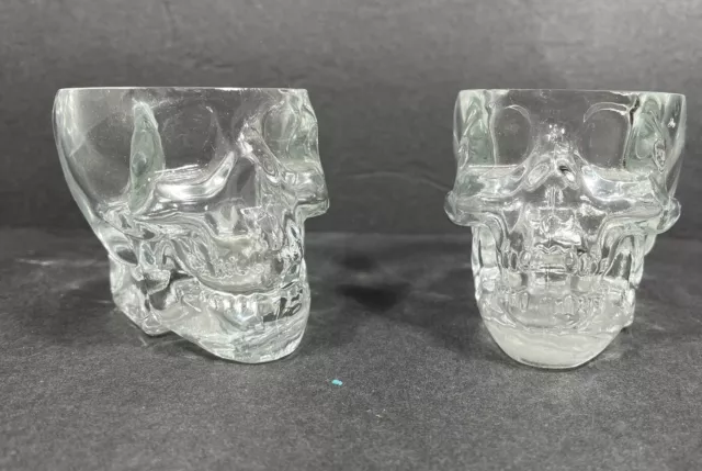 Crystal Head Vodka Skull Shot Glasses Set Of 2 Clear Glass