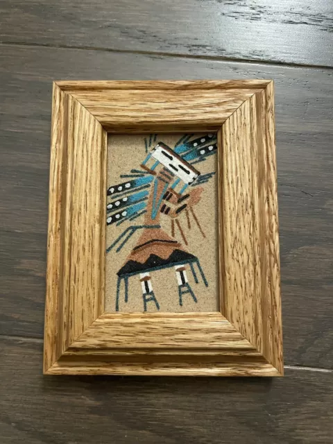 Navajo Sand Painting 4.5 X 3.5 Inches Signed