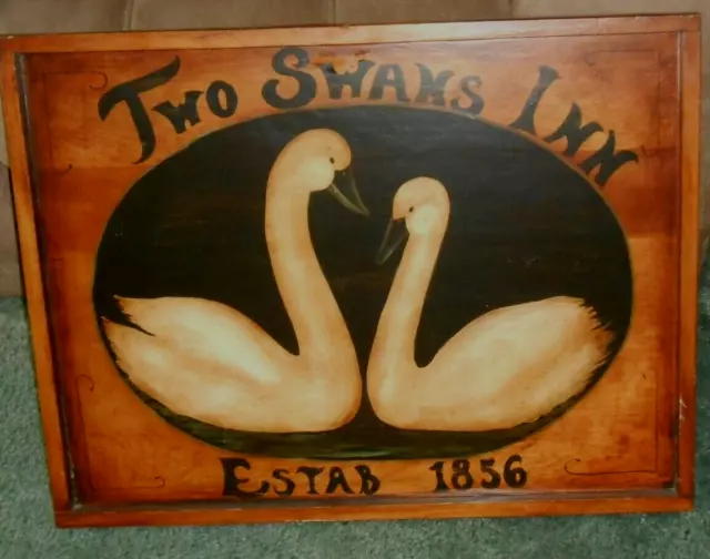 2 Two Swans Inn Wood Sign Est 1856 Chesapeake Bay Md  27"x21":Painting