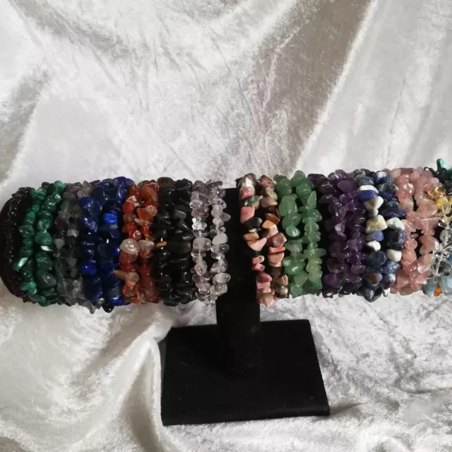 Crystal Gemstone Bracelet Bead Chakra Natural Stone Stretch Reiki Jewellery Gift