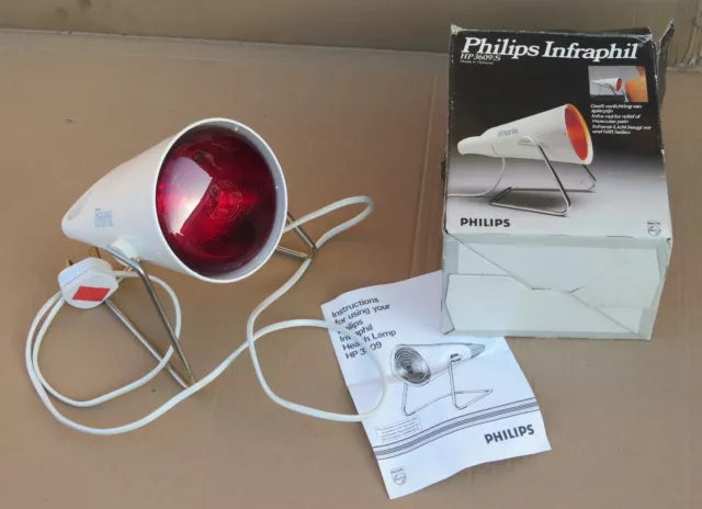 Vintage Philips Infraphil Infra-Red Health Lamp, HP3609/S. Boxed, + Instructions