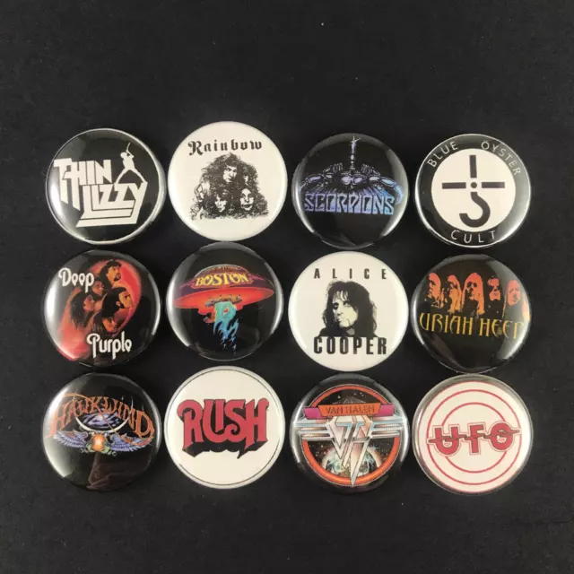 Hard Rock 1" Button Pin Set Classic Rock n Roll Heavy Metal Deep Purple Rainbow