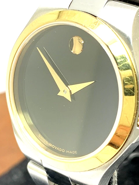 Orologio Donna Movado 0606560 Museo Quadrante Nero Quarzo Svizzero 28mm Bicolore