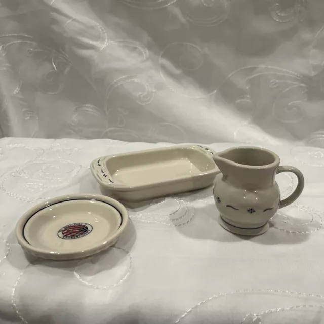 longaberger collectors club miniature pottery Lot, Pitcher, Pie Plate, Baker