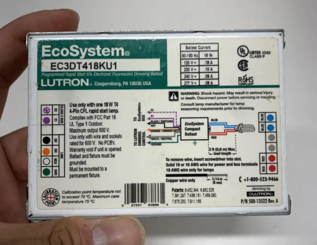 Ecosystem Lutron EC3DT442KU1 Electronic Fluorescent Dimming Ballast
