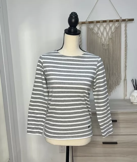 Le Mont Saint Michel Grey White Striped Long Sleeve Cotton Shirt XS