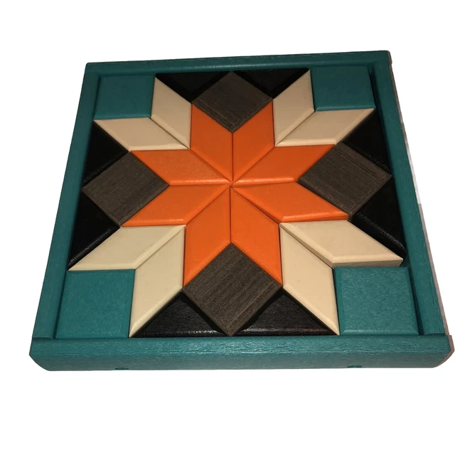 Colorful geometric Quilt Square ￼3-D wood wooden puzzle￼