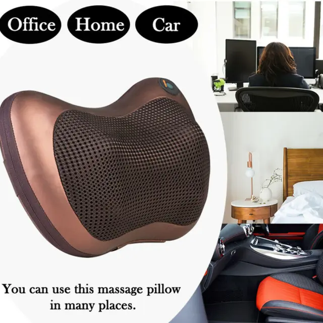 8 Kneading Head Neck Shoulder Back Massage Pillow Cushion Shiatsu Electric Heat