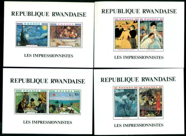 Ruanda 1980 Van Gogh, Degas, Renoir, Lautrec, Monet, Gauguin, Cézanne, Cassat, bailarina