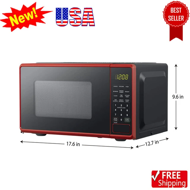 0.7 CU FT Compact Microwave Oven Countertop Small 700W Cooking Red