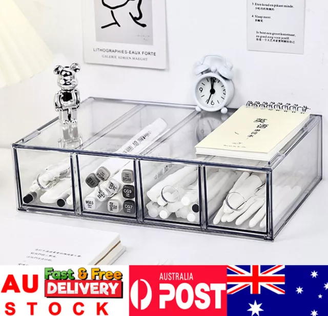 Clear Acrylic Organiser One Layer With 4 Drawers 27x17x7cm Storage Container Box