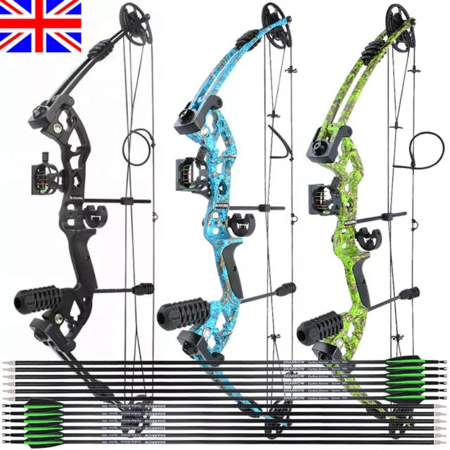 Archery Compound Bow Set 30-55lbs Carbon Arows Fishing Hunting Target Shooting