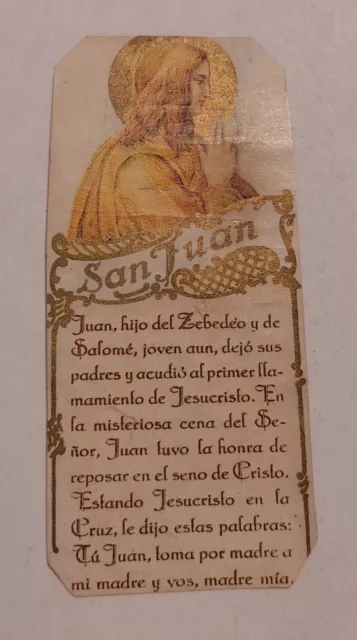 Estampa religiosa antigua SAN JUAN EVANGELISTA año 1940 holy card