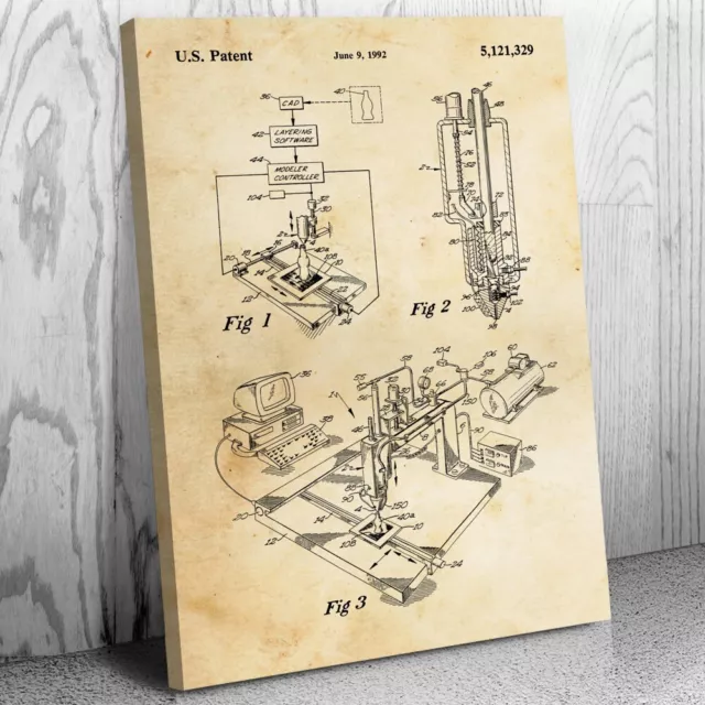 3D Printer Patent Canvas Print CAD Designer Engineer Gift Engineering Student