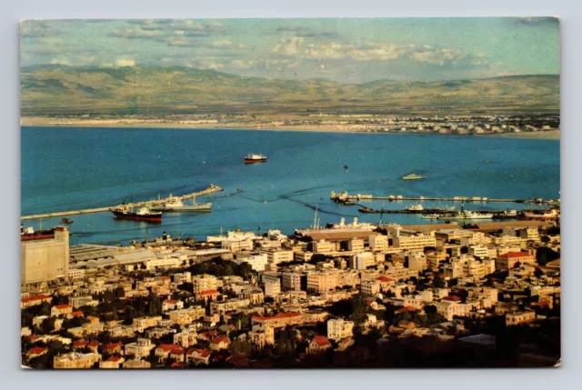 Aerial Bird's Eye View Haifa Harbour Harbor Photo Litho Unposted Old Postcard