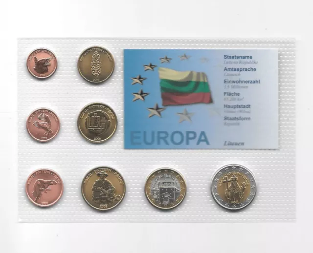 LITHUANIA EURO PATTERN 2006 Essai Probe UNC Set Of 8 Coins. B20