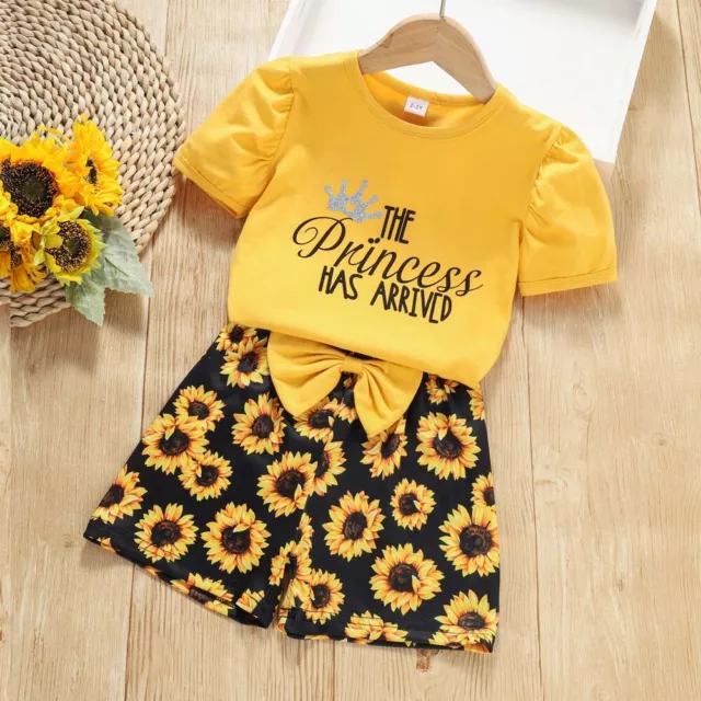 Kids Baby Girls Short Sleeve Tops Skirts Dress Outfits Toddler Party Clothes