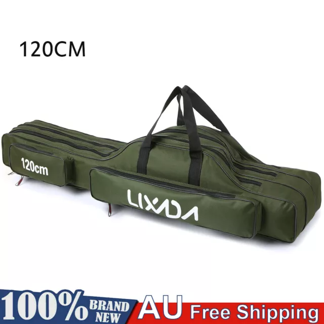 Lixada 3 Layers Fishing Pole Bag Folding Rod Carry Case Fishing Reel Tackle