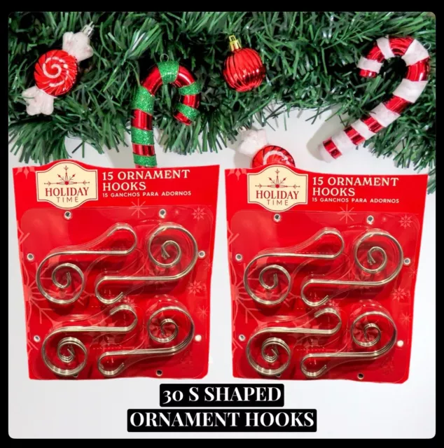 Ornament Hooks 30 PCS Silver S-Shaped Hangers Hook Swirl Christmas