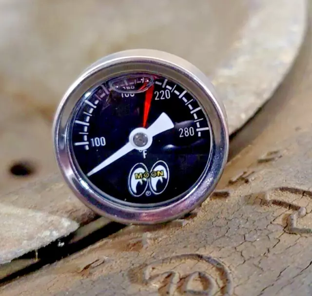 MOONeyes Direct fit TEMPERATURE GAUGE Liquid Filled DRAG RACING Hot Rod MOON vtg