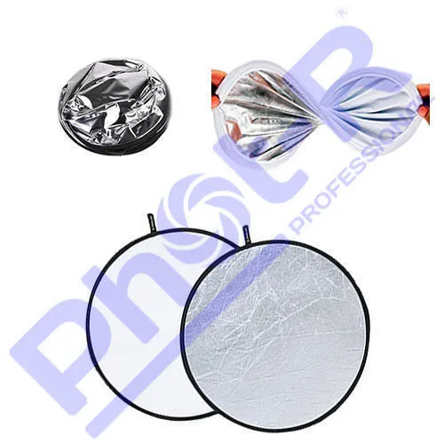 Phot-R 80cm/32 2in1 Silver & White Studio Collapsible Circular Reflectors +Case