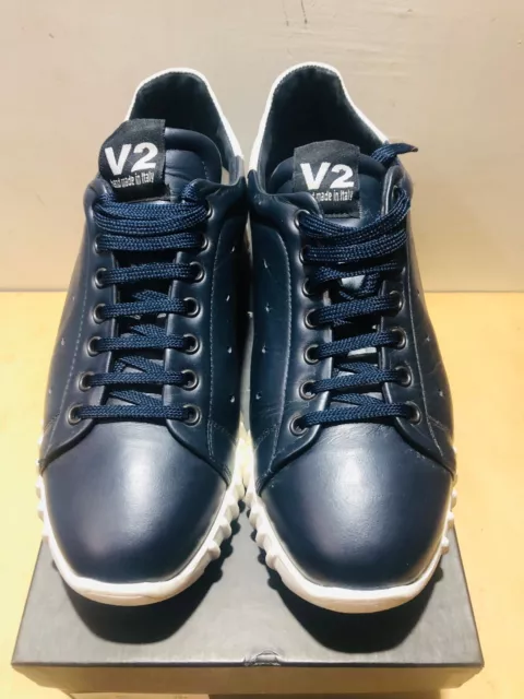 Scarpe Sneakers V2 In Pelle Colore Blu  Eur 39 Con Scatola Originale Y52 Scatola