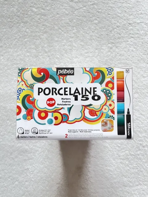 Pintura cerámica permanente Pebeo 150 6 marcadores colores pop totalmente nueva
