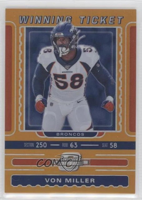 2019 Panini Contenders Optic Winning Tickets Orange /50 Von Miller #WT-VM