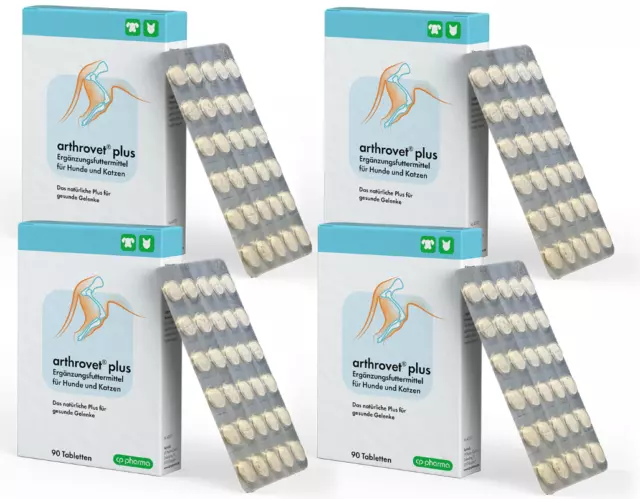 Arthrovet plus 4 x 90 Tabletten mit Grünlippmuschel Teufelskralle Gelenke Hund