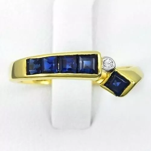 0.90 Karat T.W Natürlich Königsblau Saphir Ring mit Diamant 14K Solid Gold