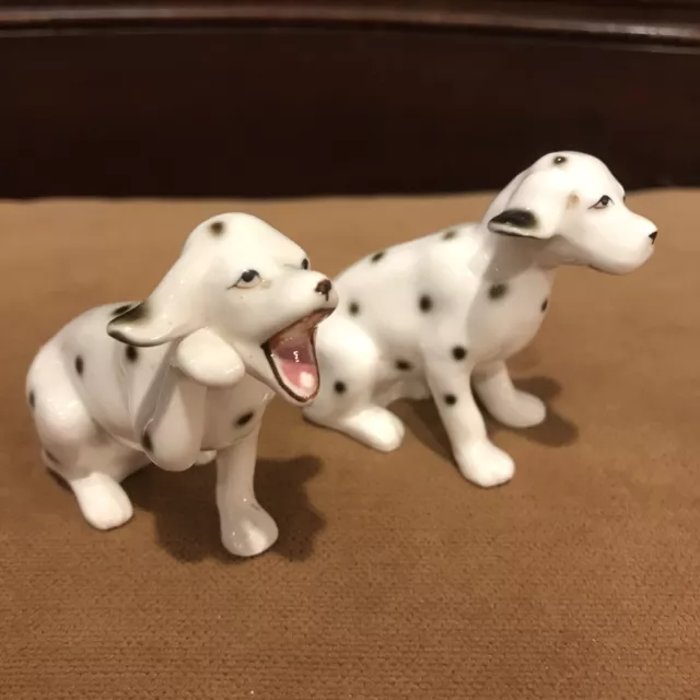 Vintage Porcelain - Miniature Dog Figurines - Dalmations Set Of 2 Puppies